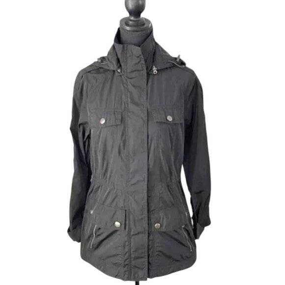 A.N.A. Packable Black Raincoat Windbreaker Jacket Anorak Small - Picture 1 of 13
